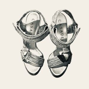 Casadei Silver Women's Sandals sz8.5 PRISTINE $199